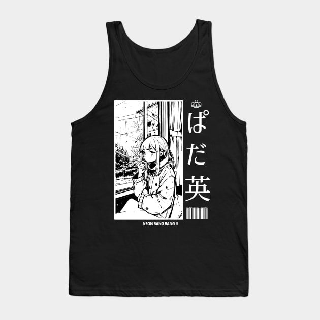 Lofi Study Manga Anime Girl Aesthetic Japan Tank Top by Neon Bang Bang